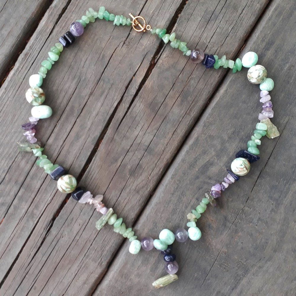 Kyanite Goldstone Amazonite Necklace